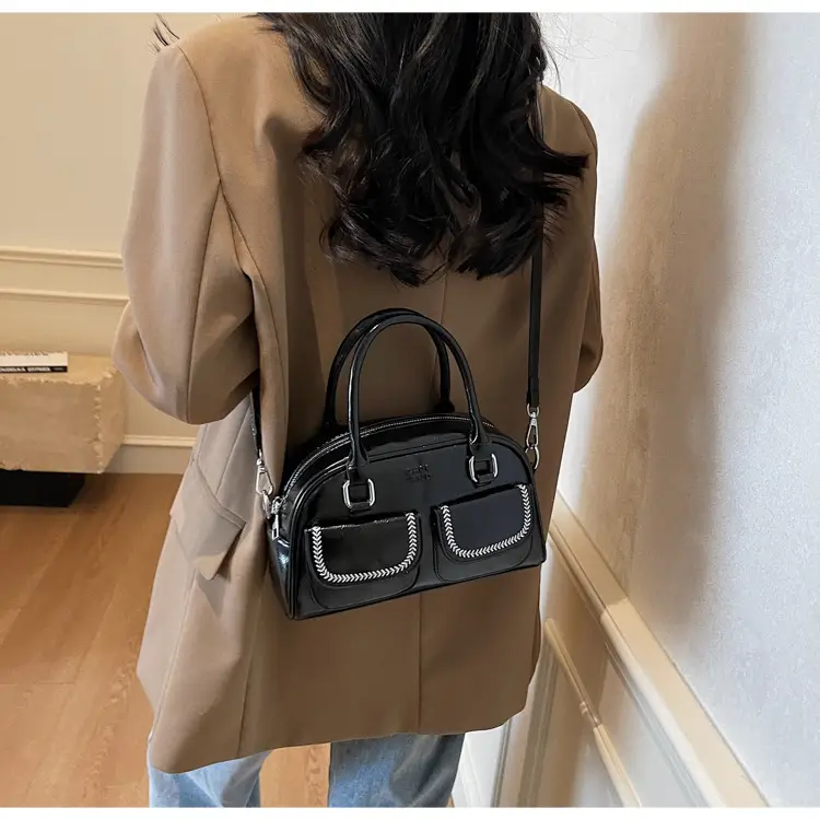 Women's Vintage Boston Style Shoulder Crossbody Bag Beige — feature 31