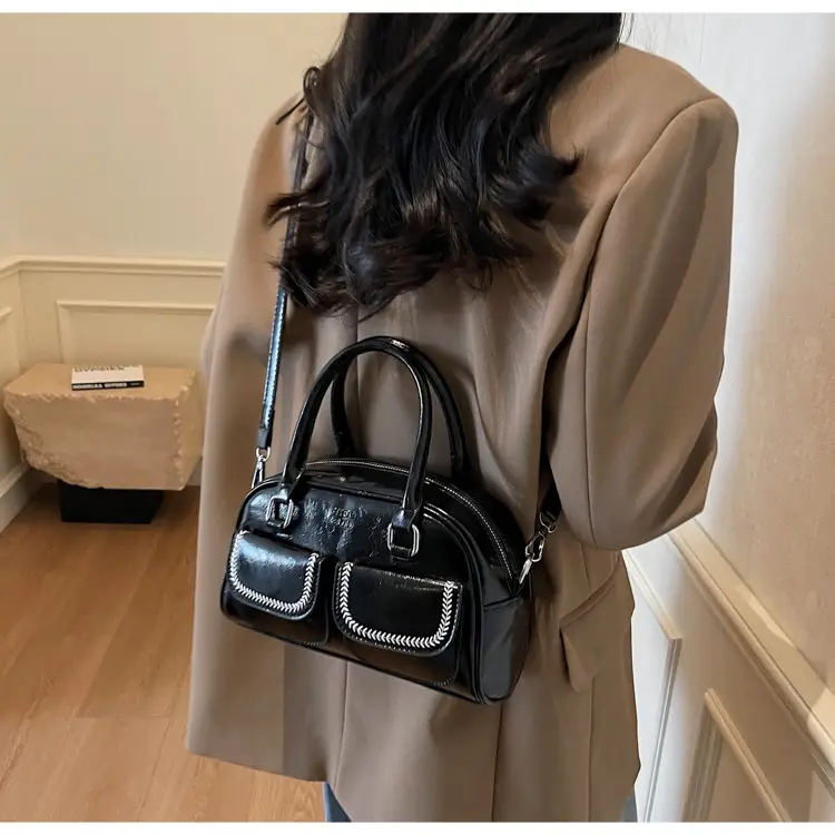 Women's Vintage Boston Style Shoulder Crossbody Bag Beige — feature 32