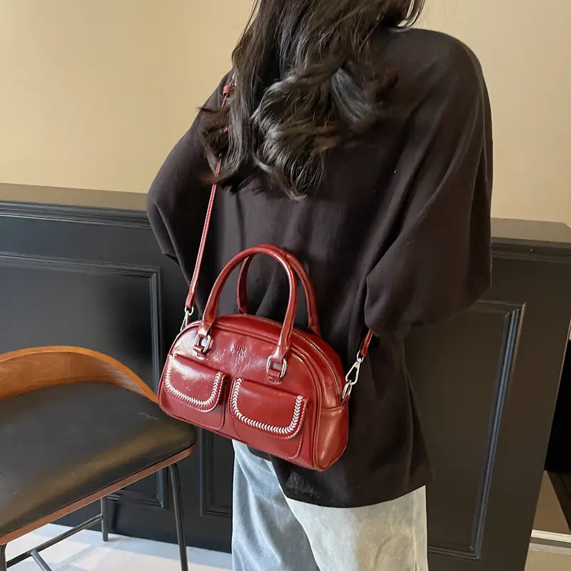 Women's Vintage Boston Style Shoulder Crossbody Bag Beige