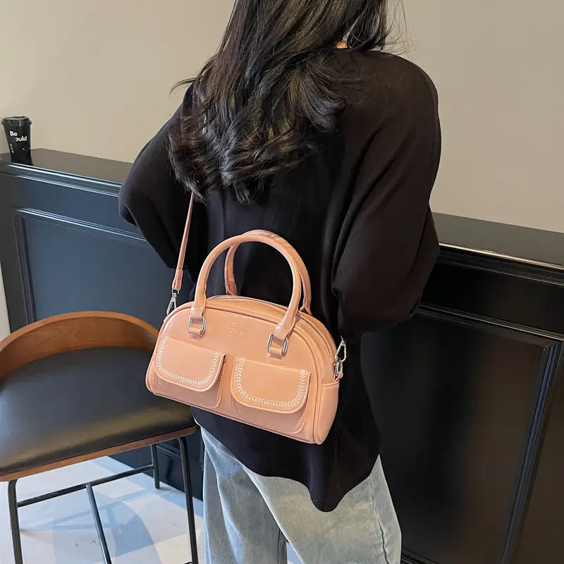 Women's Vintage Boston Style Shoulder Crossbody Bag Beige
