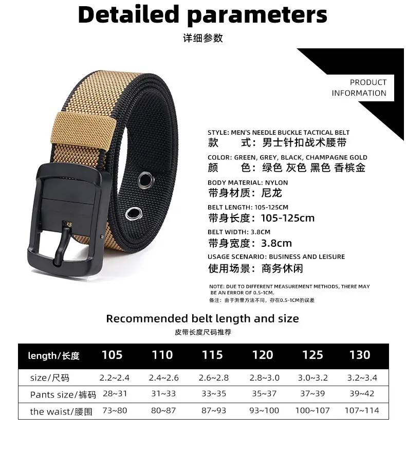 Rotating Pin Buckle Men's Belt Black Nylon Canvas Two Sided — feature 14