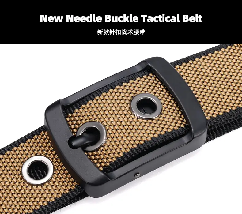 Rotating Pin Buckle Men's Belt Black Nylon Canvas Two Sided — feature 4