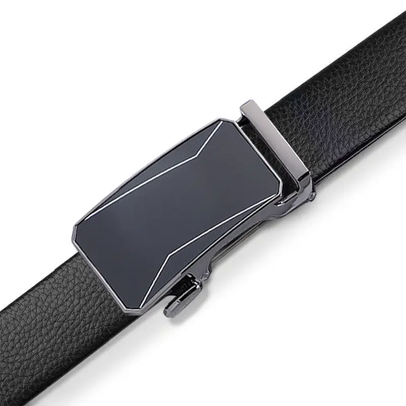 Men's Black Leather Belt with Automatic Buckle - Image 3