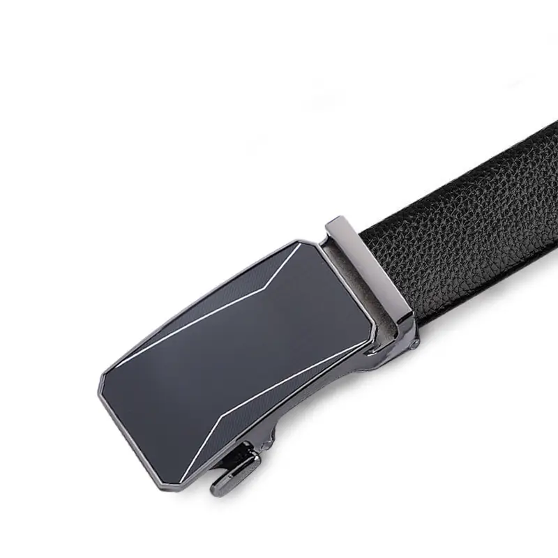 Men's Black Leather Belt with Automatic Buckle - Image 5