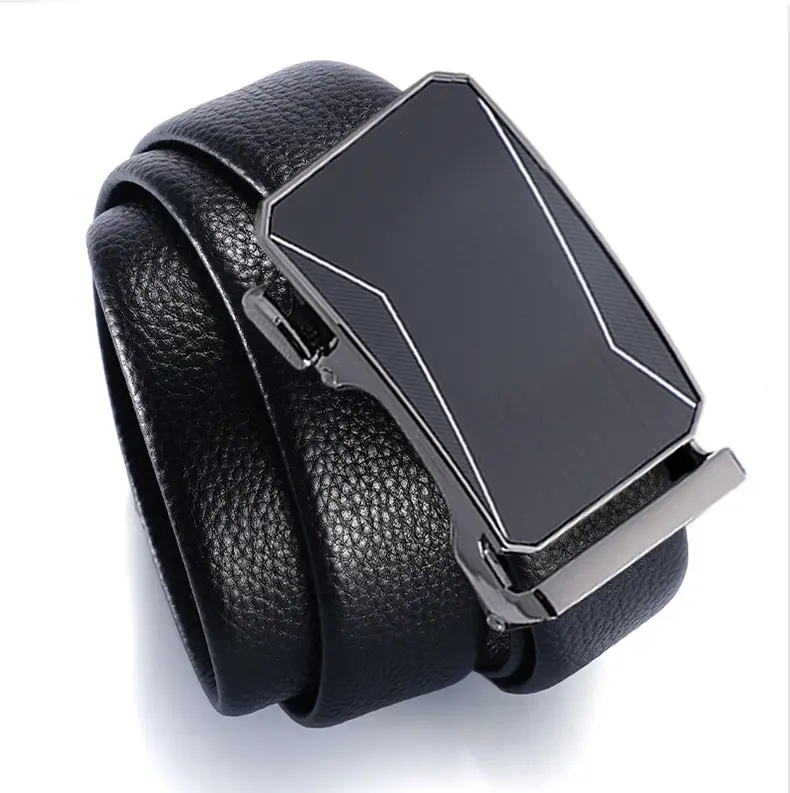 Men's Black Leather Belt with Automatic Buckle — feature 11