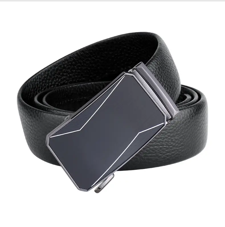 Men's Black Leather Belt with Automatic Buckle — feature 12