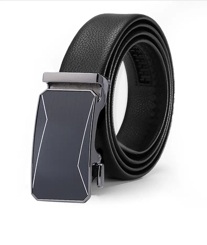 Men's Black Leather Belt with Automatic Buckle — feature 13