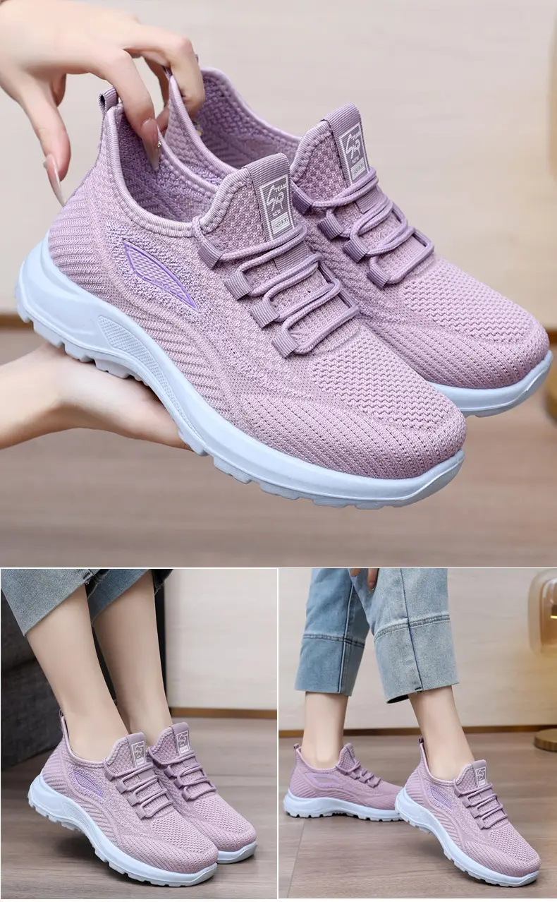 Spring New Women's Shoes, Breathable Fly-Knit Lightweight and Comfortable Walking Shoes, Middle-Aged and Elderly Mom's Shoes, Sports and Casual Shoes — feature 15