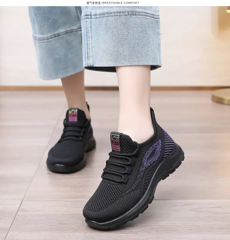Spring New Women's Shoes, Breathable Fly-Knit Lightweight and Comfortable Walking Shoes, Middle-Aged and Elderly Mom's Shoes, Sports and Casual Shoes — feature 25