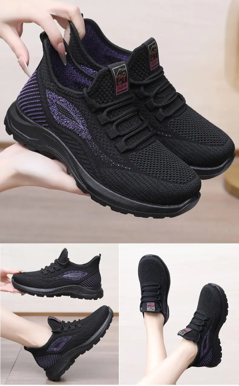 Spring New Women's Shoes, Breathable Fly-Knit Lightweight and Comfortable Walking Shoes, Middle-Aged and Elderly Mom's Shoes, Sports and Casual Shoes — feature 26