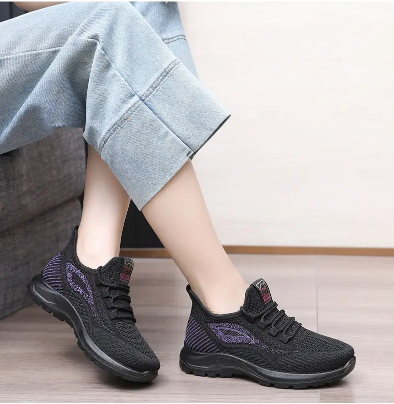 Spring New Women's Shoes, Breathable Fly-Knit Lightweight and Comfortable Walking Shoes, Middle-Aged and Elderly Mom's Shoes, Sports and Casual Shoes — feature 27