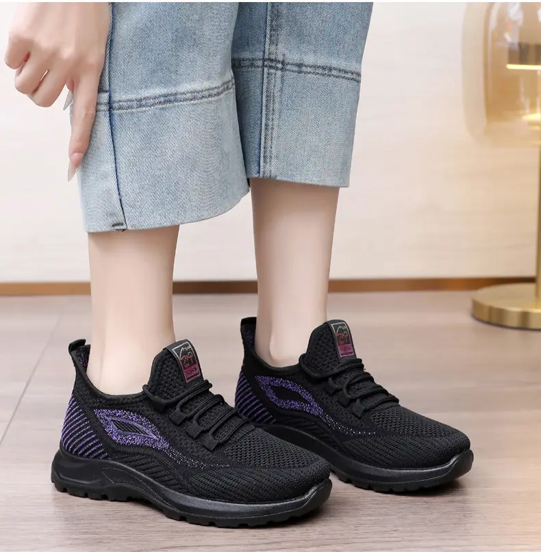 Spring New Women's Shoes, Breathable Fly-Knit Lightweight and Comfortable Walking Shoes, Middle-Aged and Elderly Mom's Shoes, Sports and Casual Shoes — feature 28