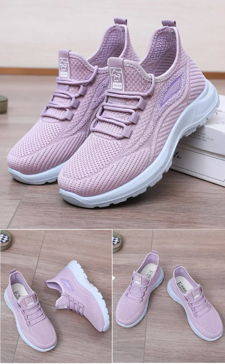 Spring New Women's Shoes, Breathable Fly-Knit Lightweight and Comfortable Walking Shoes, Middle-Aged and Elderly Mom's Shoes, Sports and Casual Shoes — feature 31