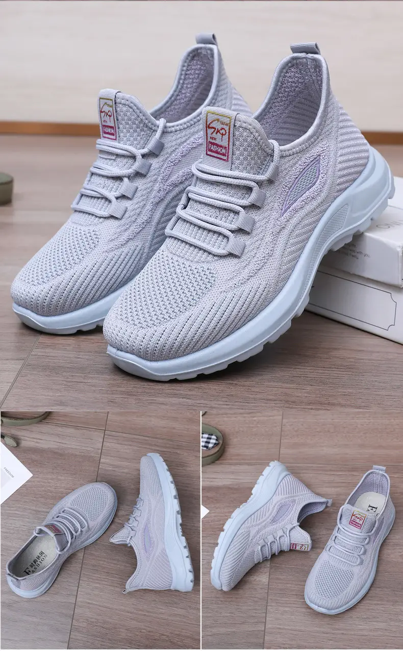 Spring New Women's Shoes, Breathable Fly-Knit Lightweight and Comfortable Walking Shoes, Middle-Aged and Elderly Mom's Shoes, Sports and Casual Shoes — feature 34