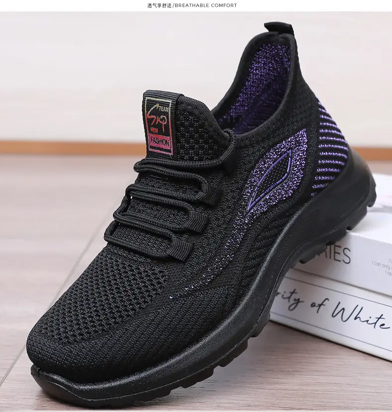 Spring New Women's Shoes, Breathable Fly-Knit Lightweight and Comfortable Walking Shoes, Middle-Aged and Elderly Mom's Shoes, Sports and Casual Shoes — feature 36