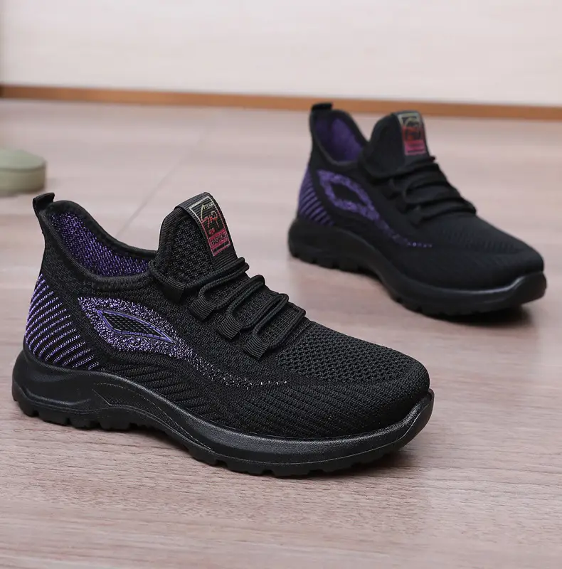 Spring New Women's Shoes, Breathable Fly-Knit Lightweight and Comfortable Walking Shoes, Middle-Aged and Elderly Mom's Shoes, Sports and Casual Shoes — feature 37