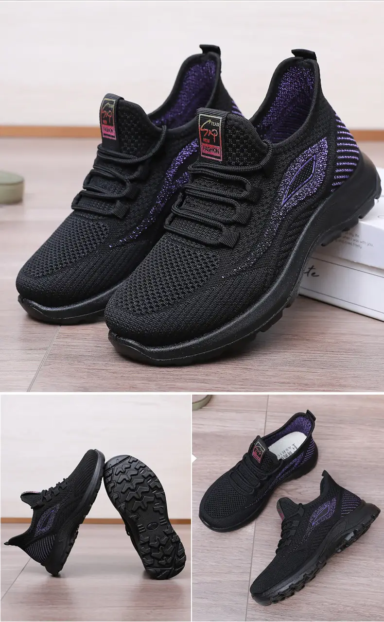 Spring New Women's Shoes, Breathable Fly-Knit Lightweight and Comfortable Walking Shoes, Middle-Aged and Elderly Mom's Shoes, Sports and Casual Shoes — feature 38