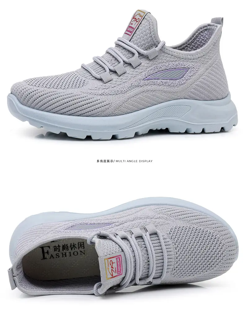 Spring New Women's Shoes, Breathable Fly-Knit Lightweight and Comfortable Walking Shoes, Middle-Aged and Elderly Mom's Shoes, Sports and Casual Shoes — feature 44