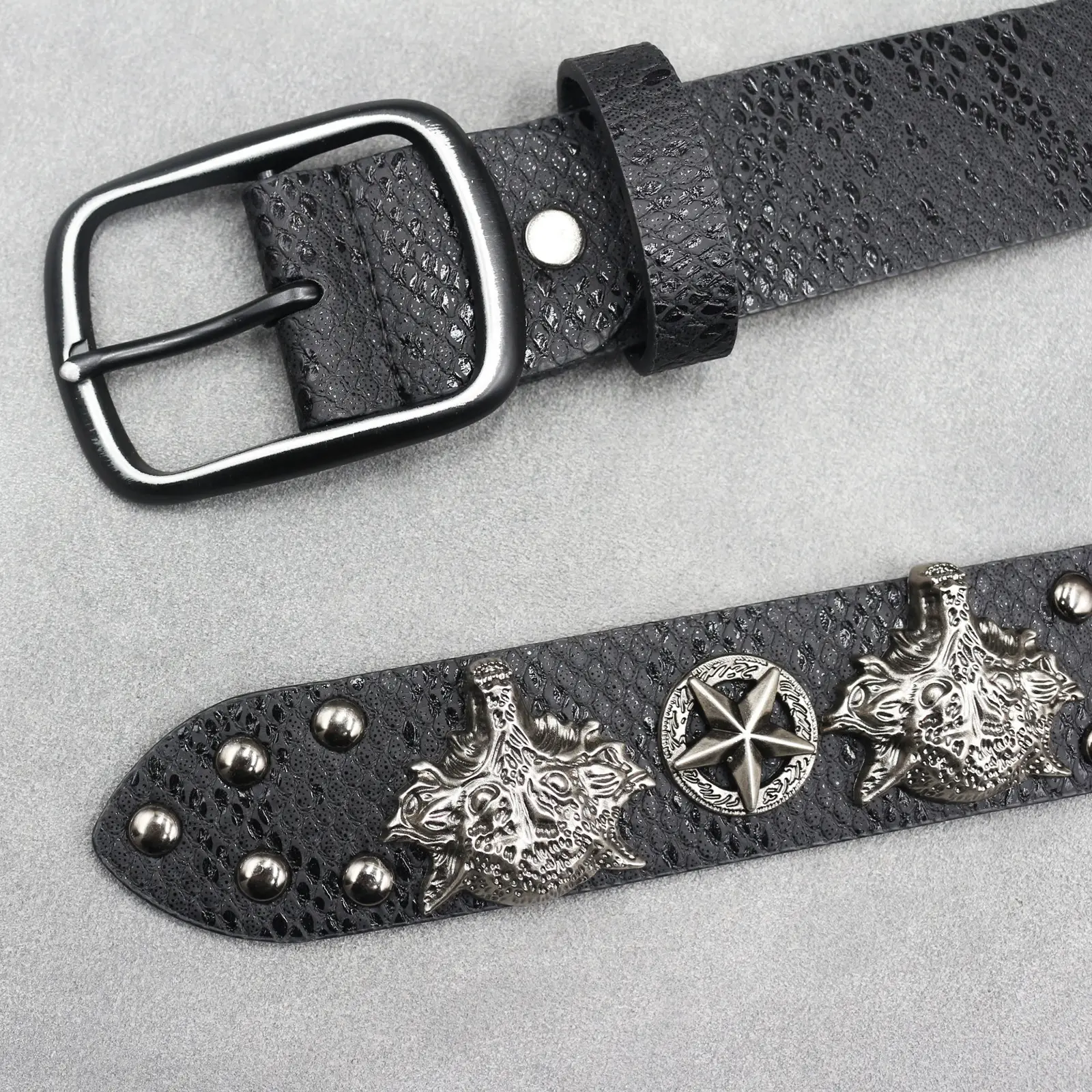7 Color 3D Wolf Head Rivet Belt for Men - Image 11