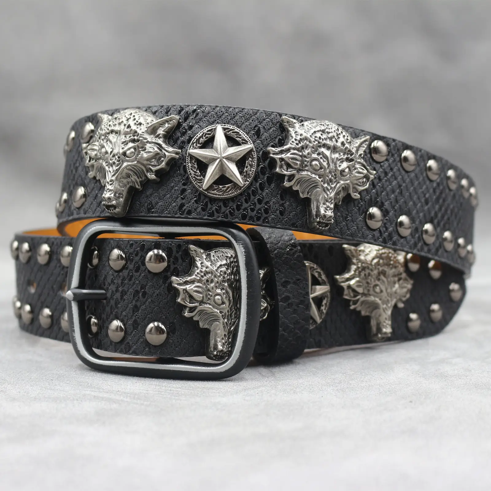 7 Color 3D Wolf Head Rivet Belt for Men - Image 12