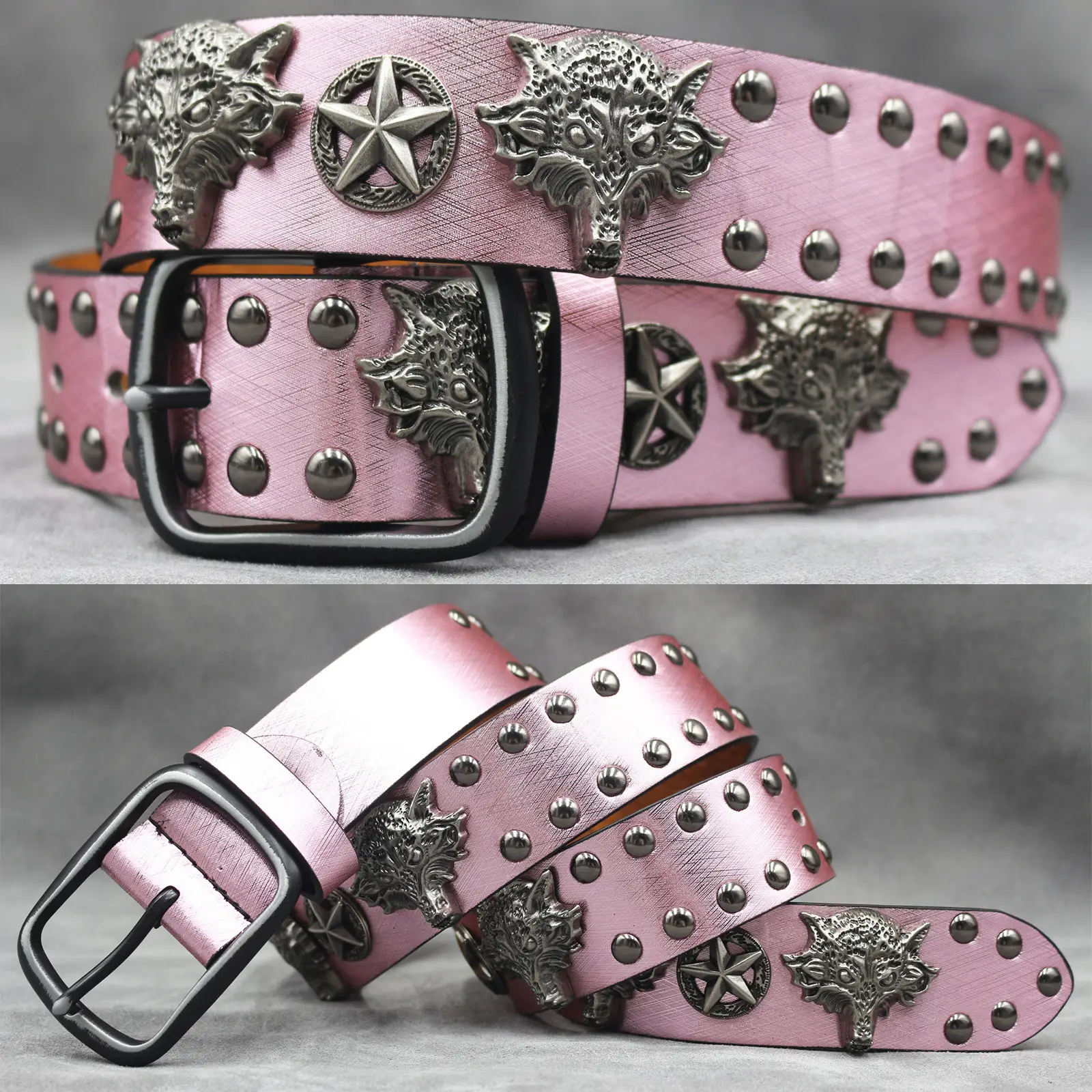 7 Color 3D Wolf Head Rivet Belt for Men - Image 7