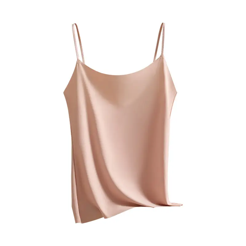 Ice Silk Sling All-match Small Vest Women's Spring and Autumn Traceless Inner Tube Top Anti-walking Summer Outer Wear Short Base Top