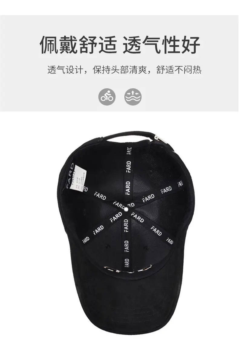 Black Korean Style Women's Baseball Cap with Back Closure — feature 5