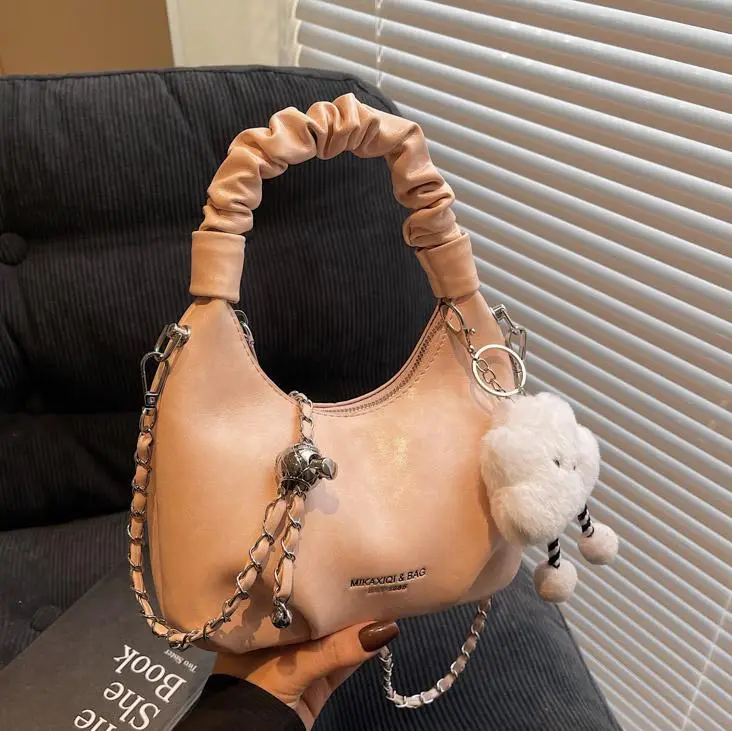 Women's Cream Chain Bag with Cloud Charm - Image 6