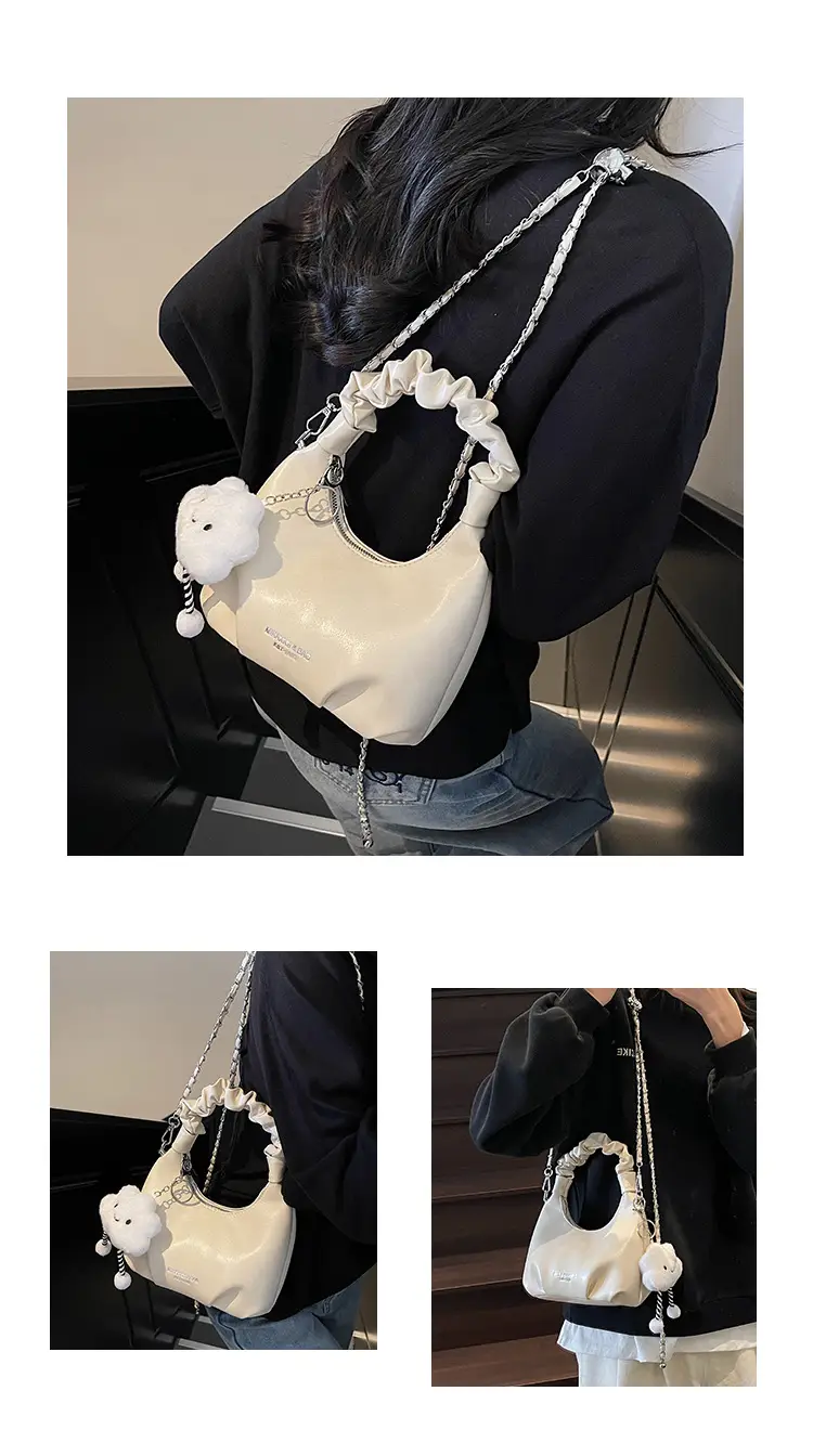 Women's Cream Chain Bag with Cloud Charm — feature 11