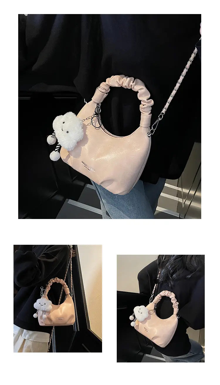 Women's Cream Chain Bag with Cloud Charm — feature 12