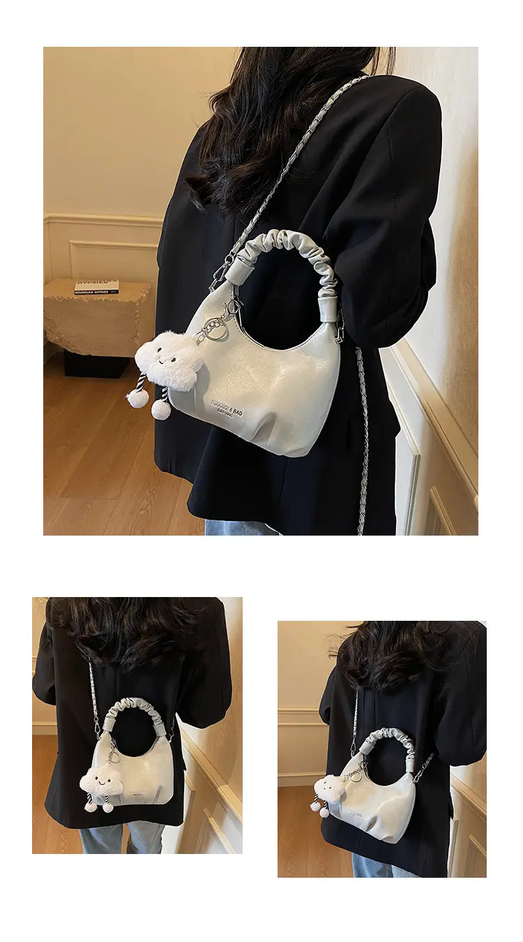 Women's Cream Chain Bag with Cloud Charm — feature 14