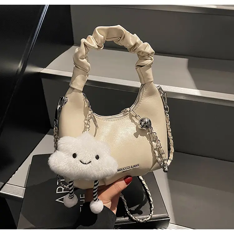 Women's Cream Chain Bag with Cloud Charm — feature 16