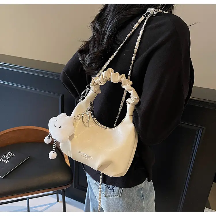 Women's Cream Chain Bag with Cloud Charm — feature 25