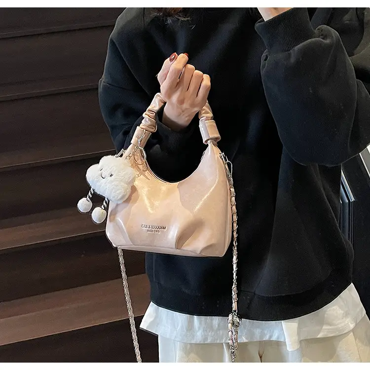 Women's Cream Chain Bag with Cloud Charm — feature 27