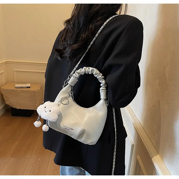 Women's Cream Chain Bag with Cloud Charm — feature 30
