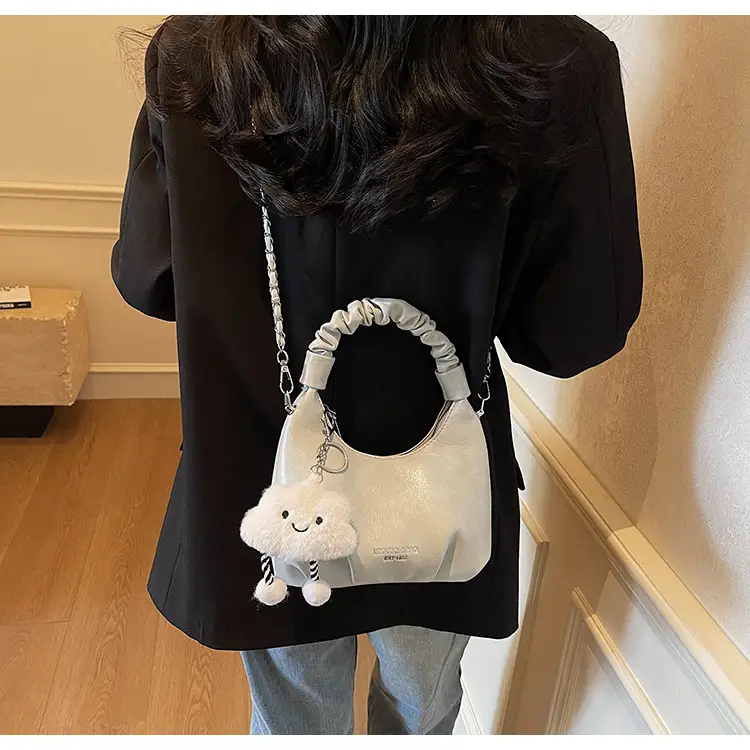 Women's Cream Chain Bag with Cloud Charm — feature 31