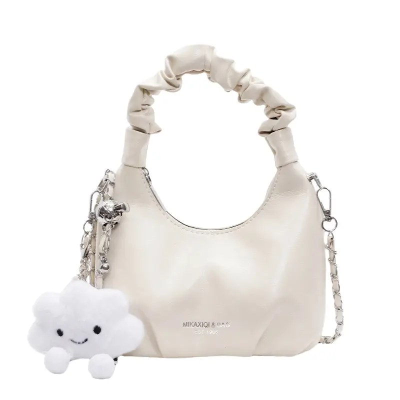 Women's Cream Chain Bag with Cloud Charm - Image 2
