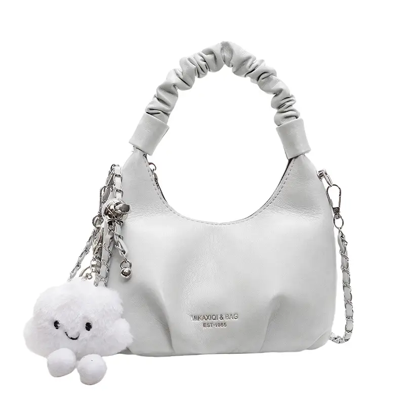 Women's Cream Chain Bag with Cloud Charm - Image 4
