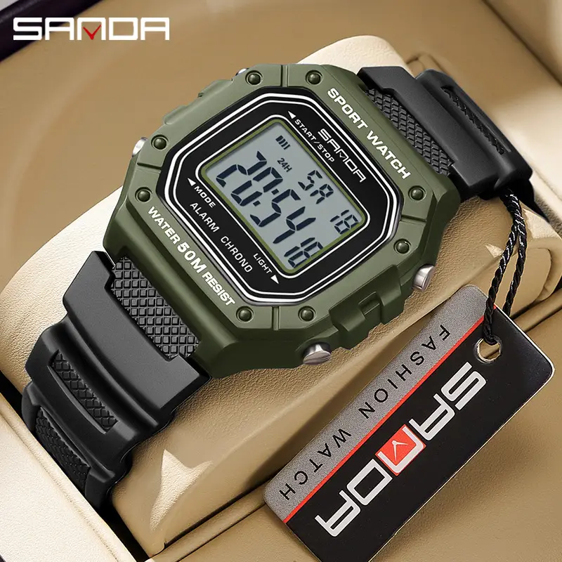 Sanda Black Digital Sport Watch with Water Resistant Alarm Clock - Image 8