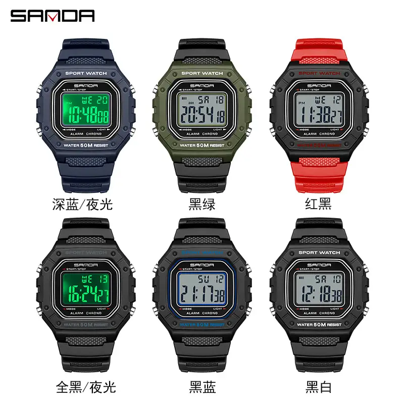 Sanda Black Digital Sport Watch with Water Resistant Alarm Clock - Image 10