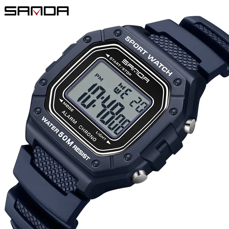 Sanda Black Digital Sport Watch with Water Resistant Alarm Clock - Image 11