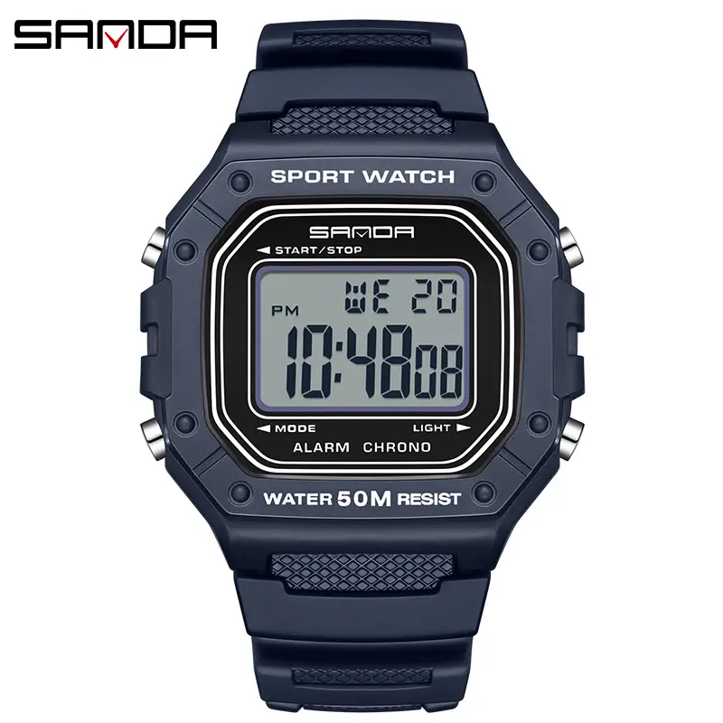 Sanda Black Digital Sport Watch with Water Resistant Alarm Clock - Image 5