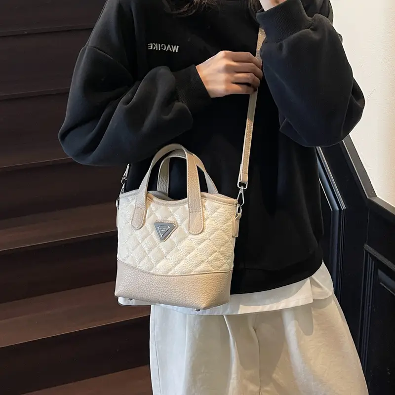 Prada Style Rhombic Bag Women Black White Shoulder Crossbody - Image 7