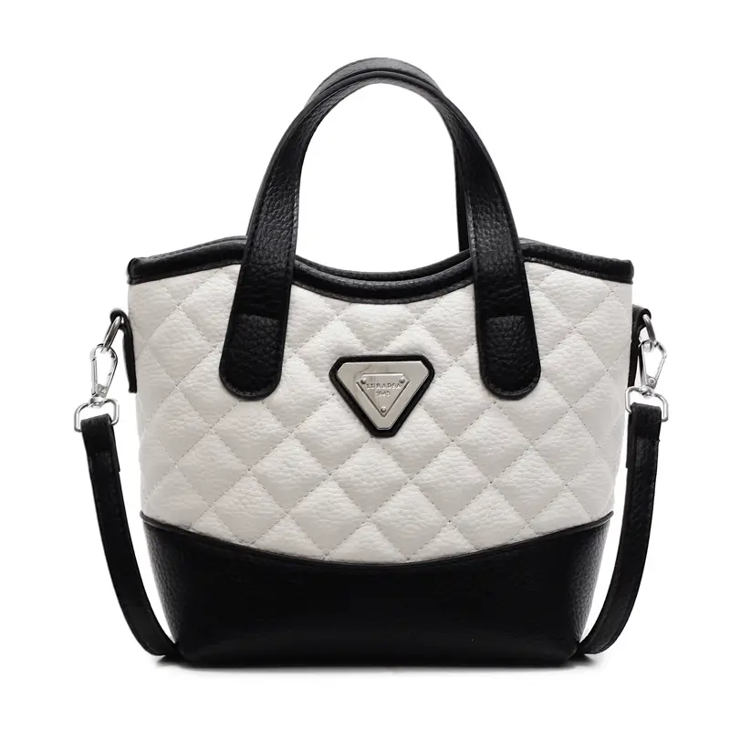 Prada Style Rhombic Bag Women Black White Shoulder Crossbody - Image 9