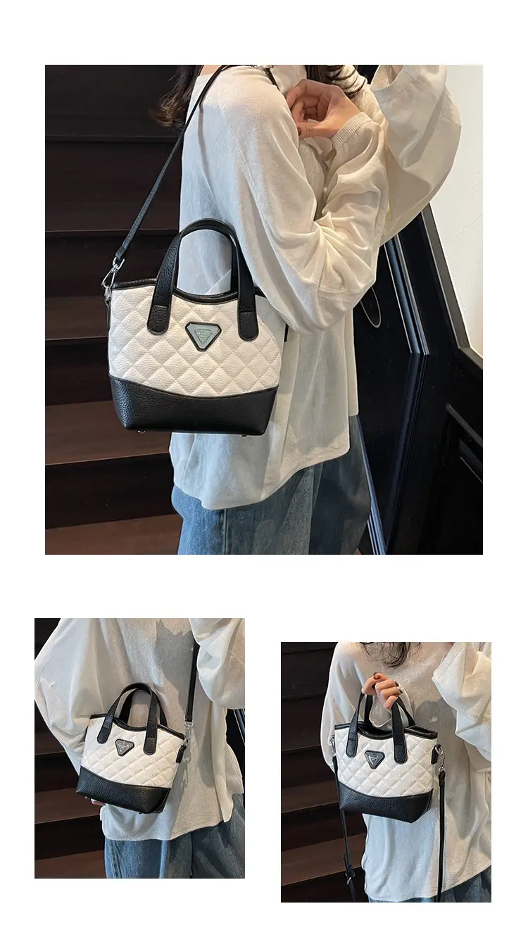 Prada Style Rhombic Bag Women Black White Shoulder Crossbody — feature 10