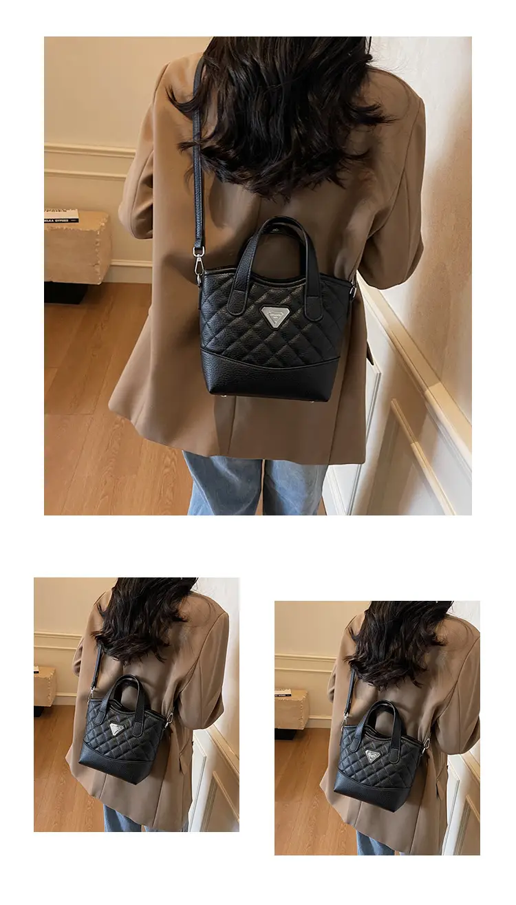 Prada Style Rhombic Bag Women Black White Shoulder Crossbody — feature 11