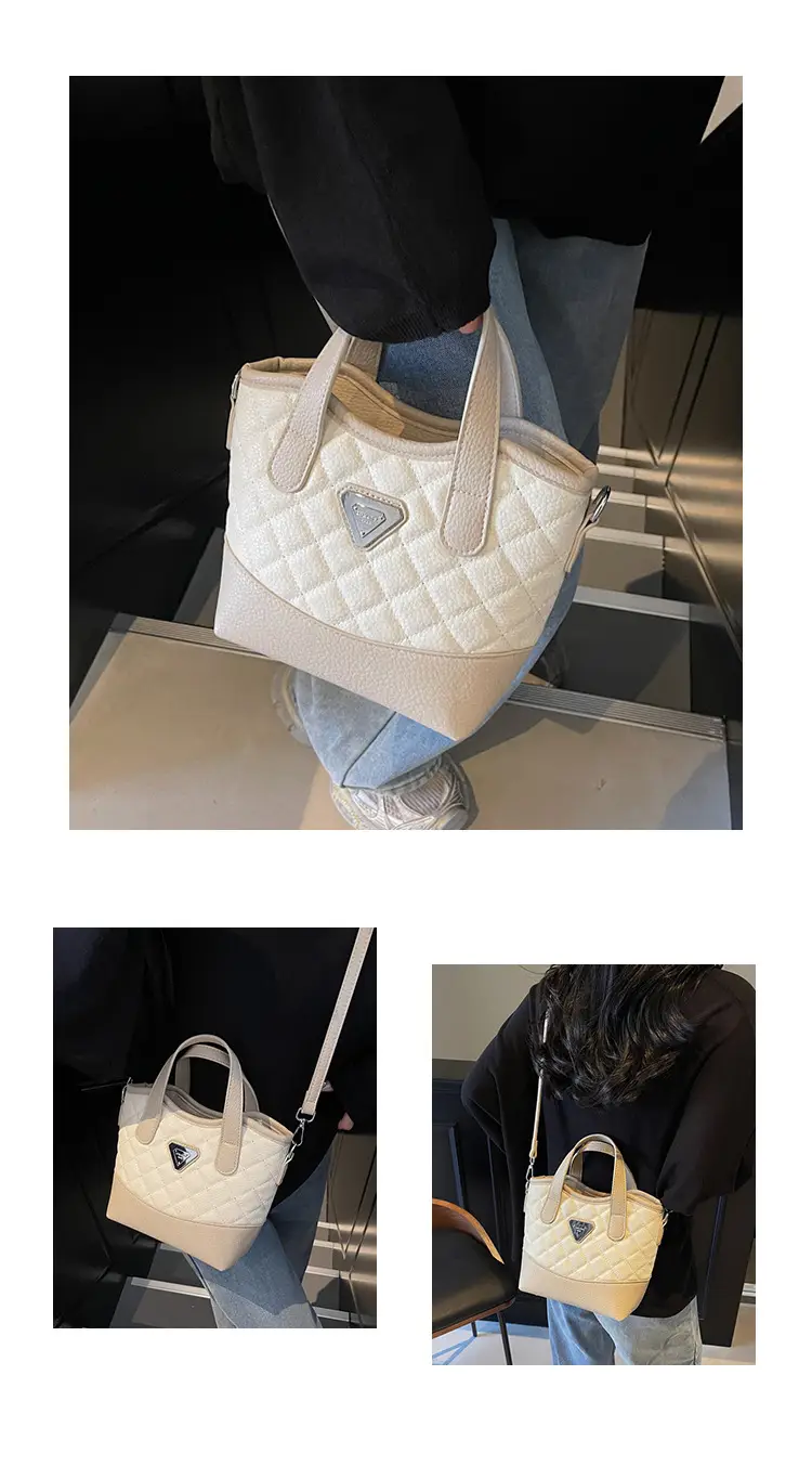 Prada Style Rhombic Bag Women Black White Shoulder Crossbody — feature 13