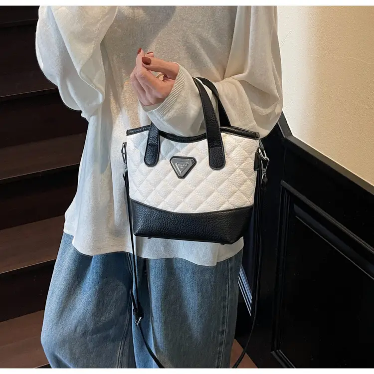 Prada Style Rhombic Bag Women Black White Shoulder Crossbody — feature 17