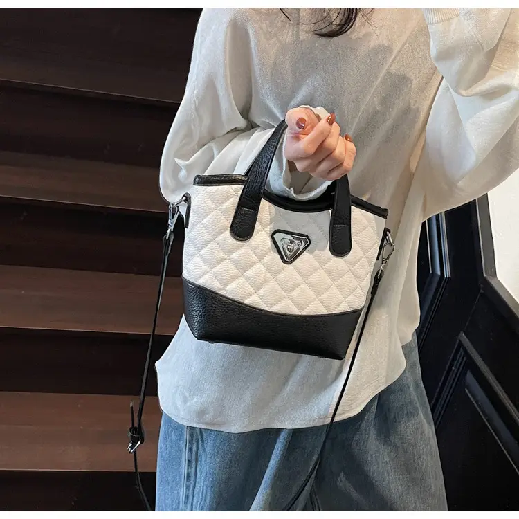 Prada Style Rhombic Bag Women Black White Shoulder Crossbody — feature 18