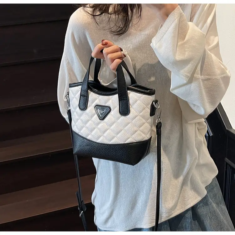 Prada Style Rhombic Bag Women Black White Shoulder Crossbody — feature 19